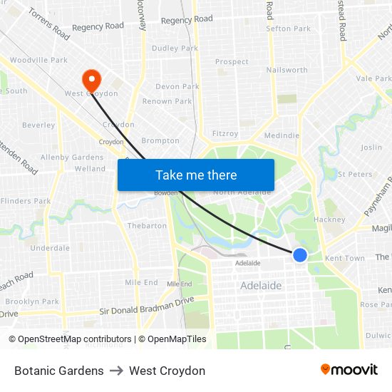 Botanic Gardens to West Croydon map