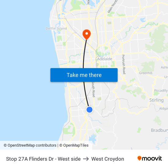 Stop 27A Flinders Dr - West side to West Croydon map