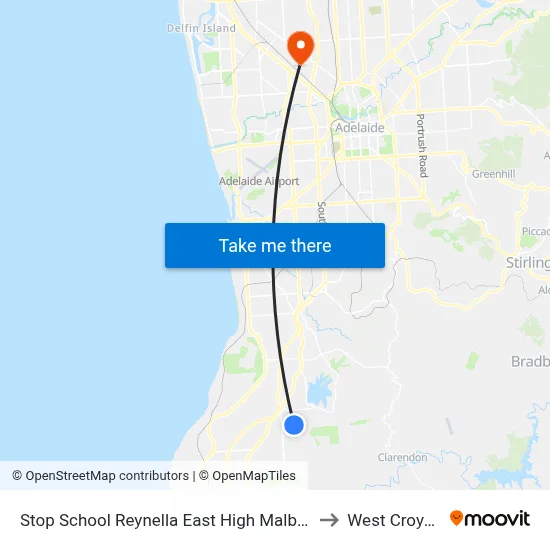 Stop School Reynella East High Malbeck Dr to West Croydon map