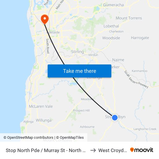 Stop North Pde / Murray St - North side to West Croydon map