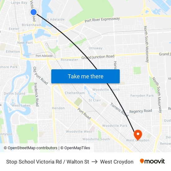 Stop School Victoria Rd / Walton St to West Croydon map