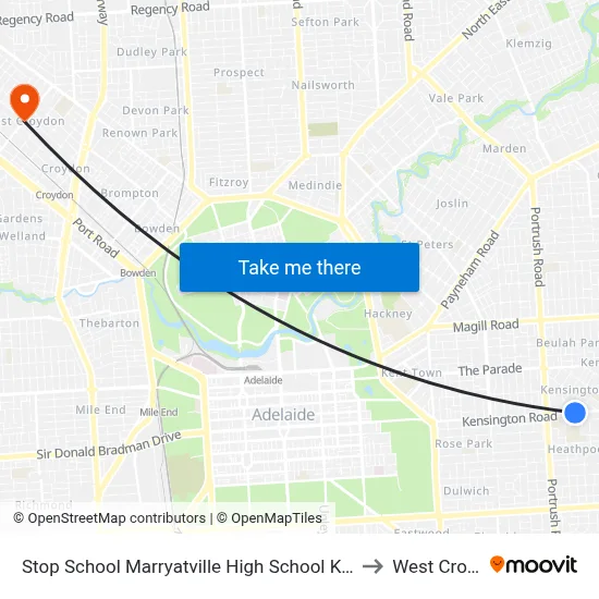 Stop School Marryatville High School Kensington Rd to West Croydon map