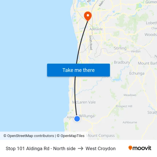 Stop 101 Aldinga Rd - North side to West Croydon map