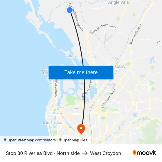 Stop 80 Riverlea Blvd - North side to West Croydon map