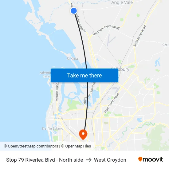 Stop 79 Riverlea Blvd - North side to West Croydon map