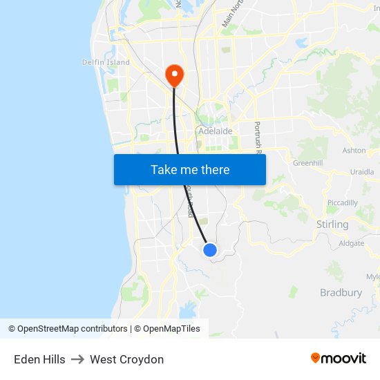 Eden Hills to West Croydon map