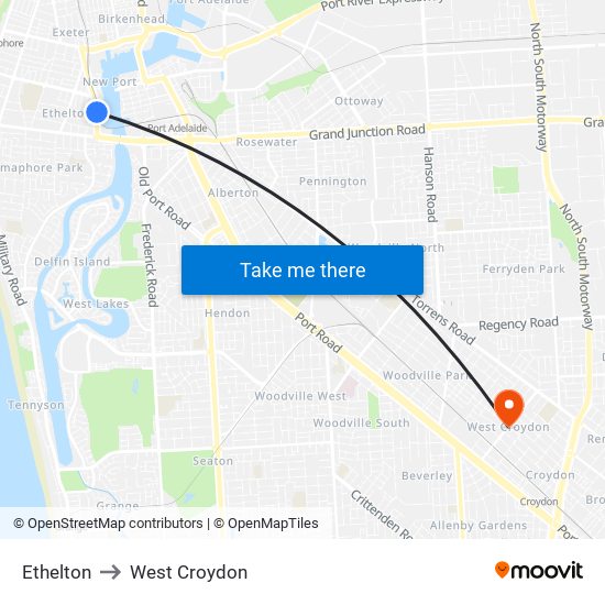 Ethelton to West Croydon map