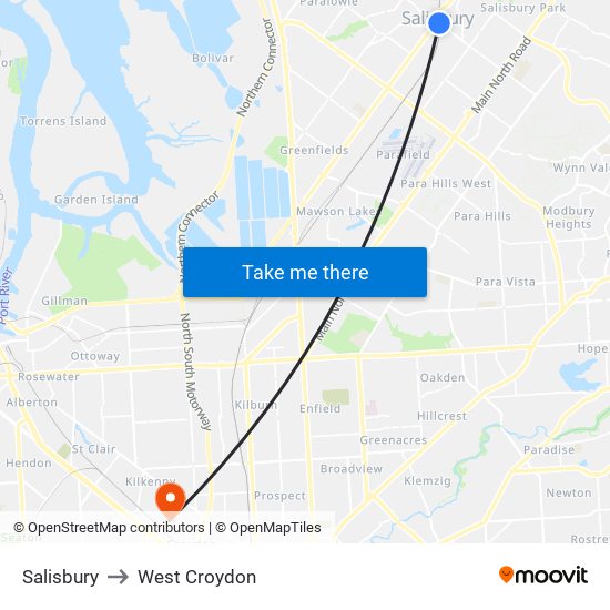 Salisbury to West Croydon map