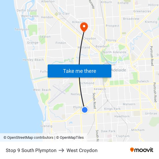 Stop 9 South Plympton to West Croydon map