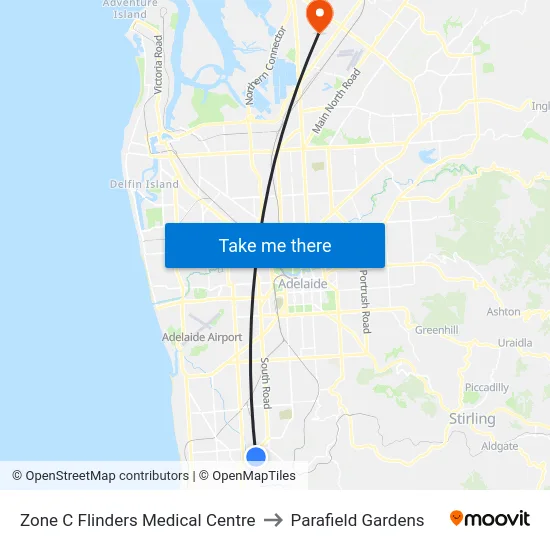 Zone C Flinders Medical Centre to Parafield Gardens map