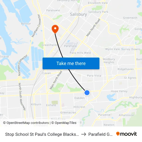 Stop School St Paul's College Blacks Rd - West side to Parafield Gardens map