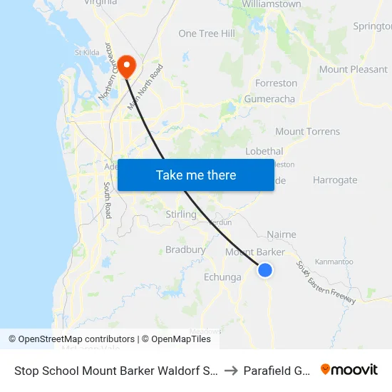 Stop School Mount Barker Waldorf School Sims Rd to Parafield Gardens map