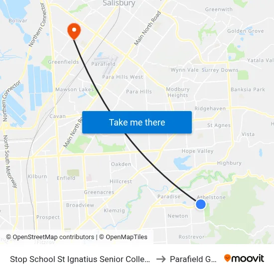 Stop School St Ignatius Senior College Manresa Ct to Parafield Gardens map