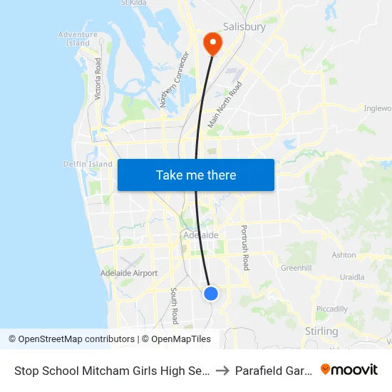 Stop School Mitcham Girls High Seafield Av to Parafield Gardens map