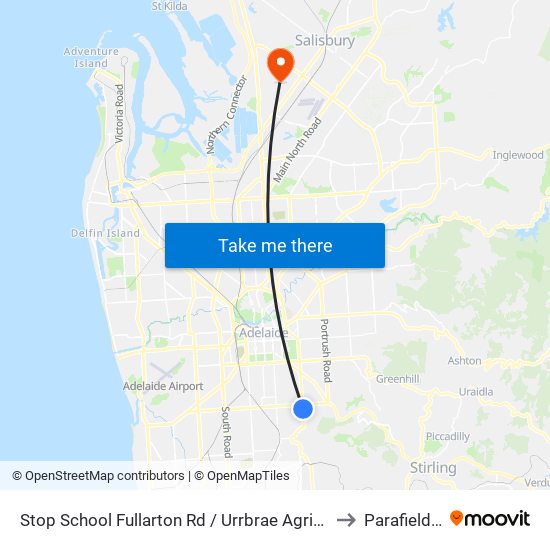 Stop School Fullarton Rd / Urrbrae Agricultural High School - West side to Parafield Gardens map