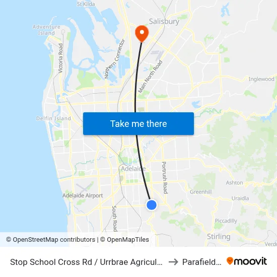 Stop School Cross Rd / Urrbrae Agricultural High School - North side to Parafield Gardens map