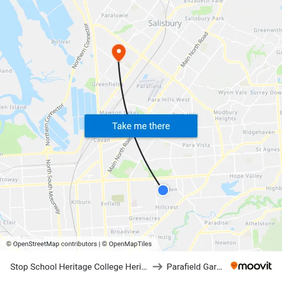 Stop School Heritage College Heritage Ct to Parafield Gardens map