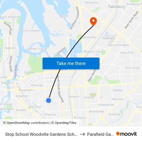 Stop School Woodville Gardens School Ridley Gr to Parafield Gardens map