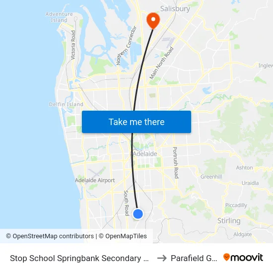 Stop School Springbank Secondary College Daws Rd to Parafield Gardens map