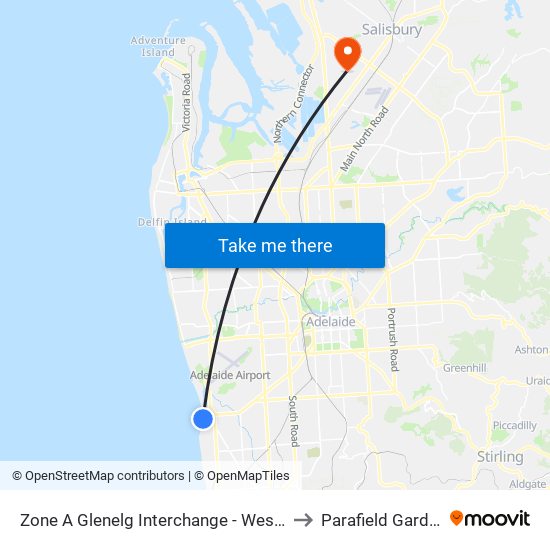 Zone A Colley Tce - West side to Parafield Gardens map