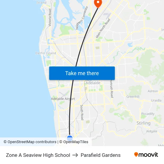 Zone A Seaview High School to Parafield Gardens map