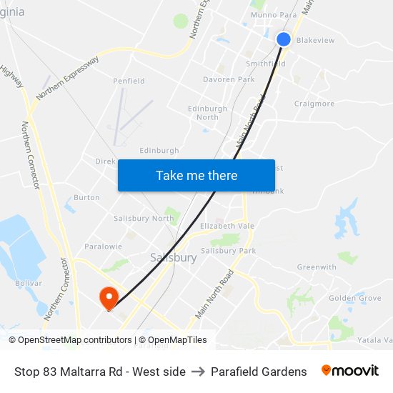 Stop 83 Maltarra Rd - West side to Parafield Gardens map