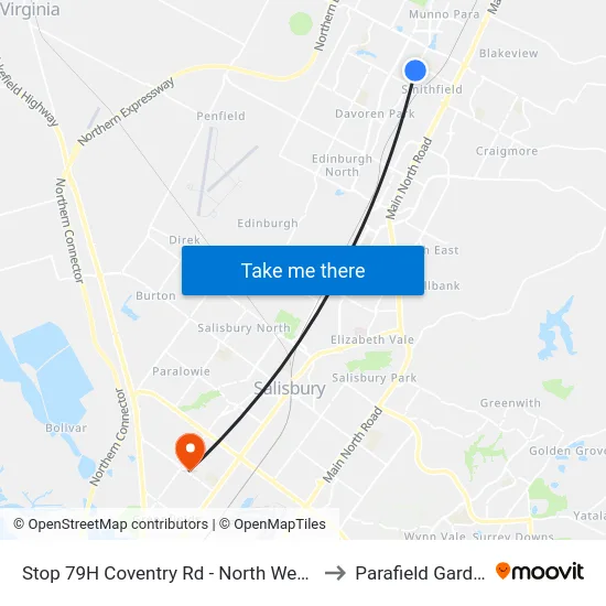 Stop 79H Coventry Rd - North West side to Parafield Gardens map