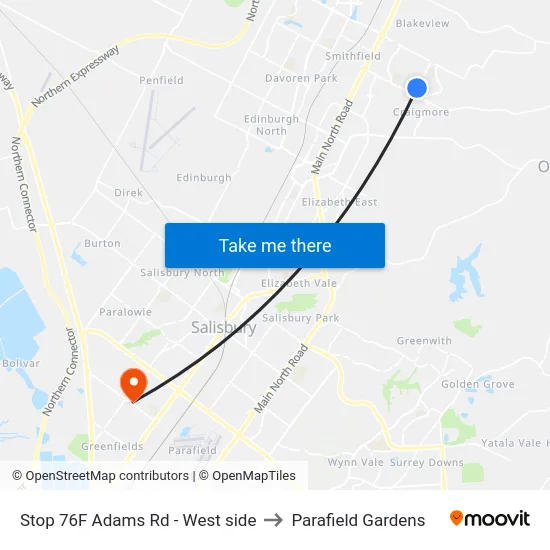 Stop 76F Adams Rd - West side to Parafield Gardens map