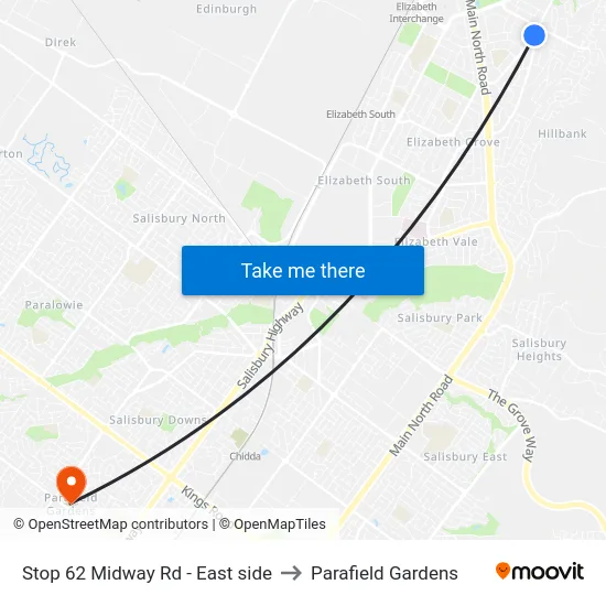 Stop 62 Midway Rd - East side to Parafield Gardens map