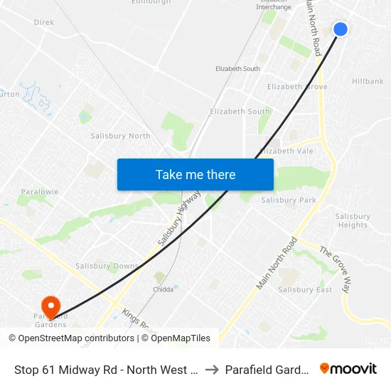 Stop 61 Midway Rd - North West side to Parafield Gardens map