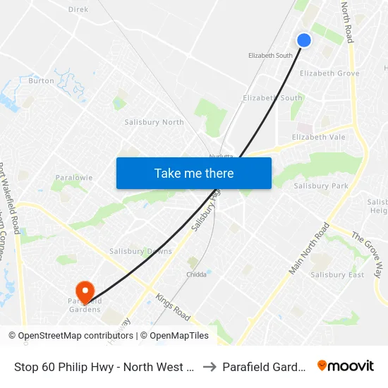 Stop 60 Philip Hwy - North West side to Parafield Gardens map