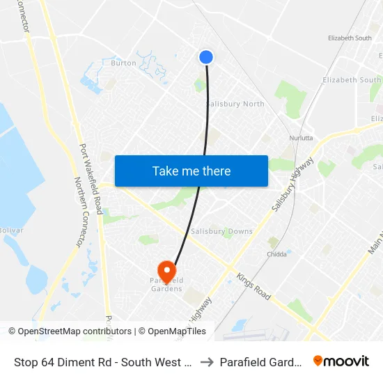 Stop 64 Diment Rd - South West side to Parafield Gardens map