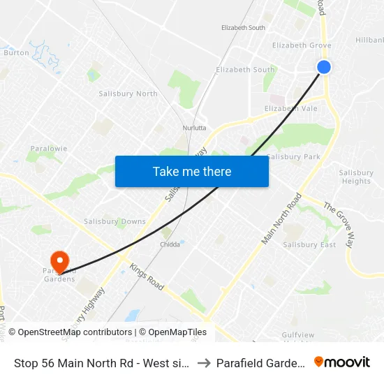Stop 56 Main North Rd - West side to Parafield Gardens map