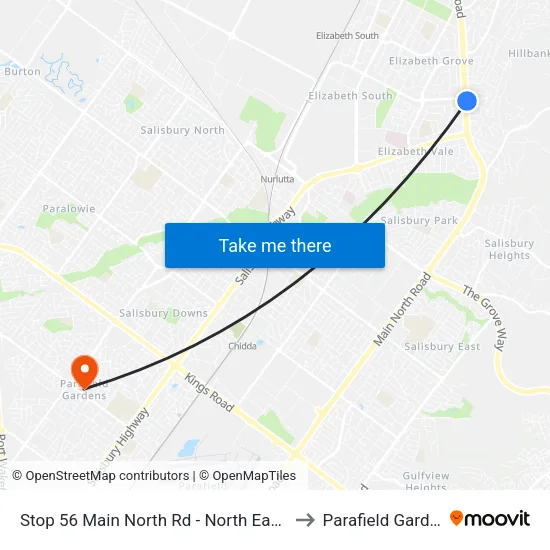 Stop 56 Main North Rd - North East side to Parafield Gardens map