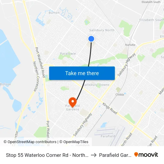 Stop 55 Waterloo Corner Rd - North East side to Parafield Gardens map