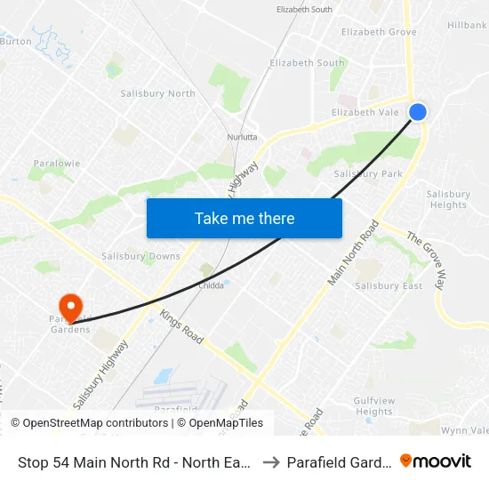 Stop 54 Main North Rd - North East side to Parafield Gardens map