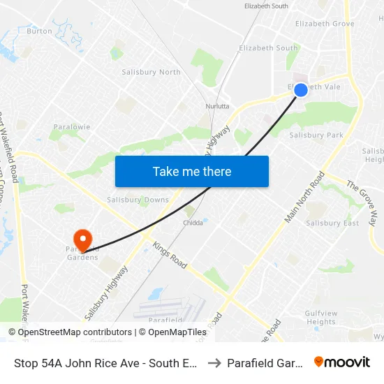 Stop 54A John Rice Ave - South East side to Parafield Gardens map