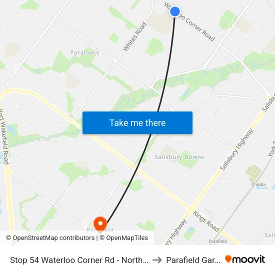 Stop 54 Waterloo Corner Rd - North East side to Parafield Gardens map