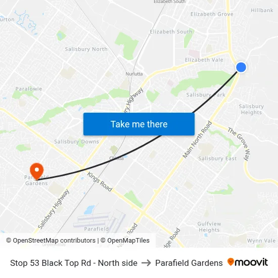 Stop 53 Black Top Rd - North side to Parafield Gardens map