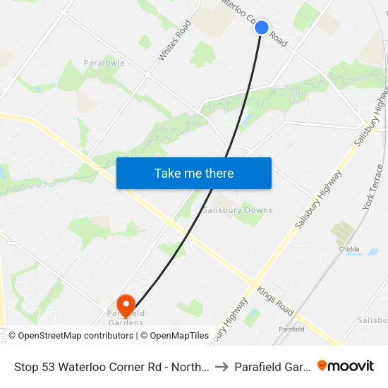 Stop 53 Waterloo Corner Rd - North East side to Parafield Gardens map