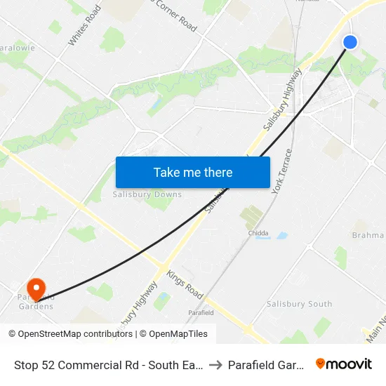 Stop 52 Commercial Rd - South East side to Parafield Gardens map