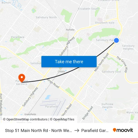 Stop 51 Main North Rd - North West side to Parafield Gardens map