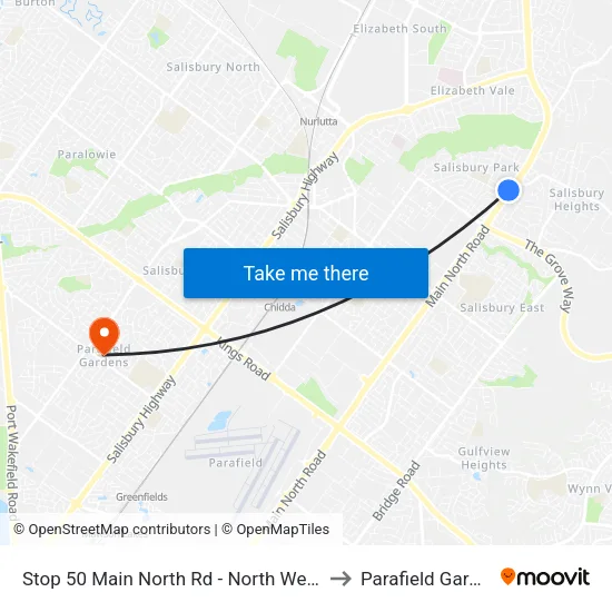 Stop 50 Main North Rd - North West side to Parafield Gardens map