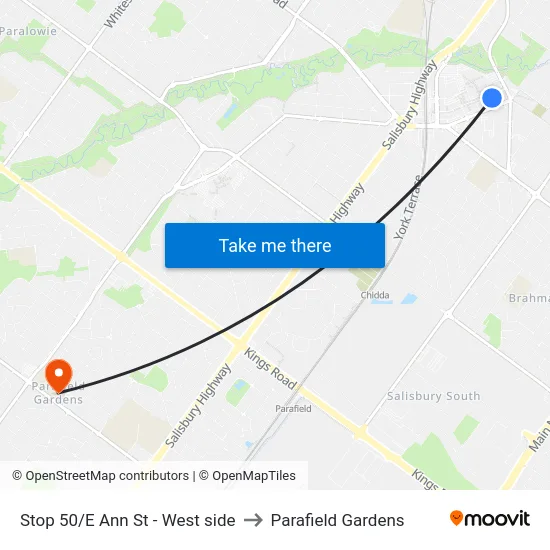 Stop 50/E Ann St - West side to Parafield Gardens map