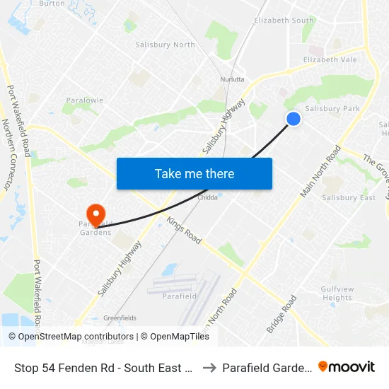 Stop 54 Fenden Rd - South East side to Parafield Gardens map