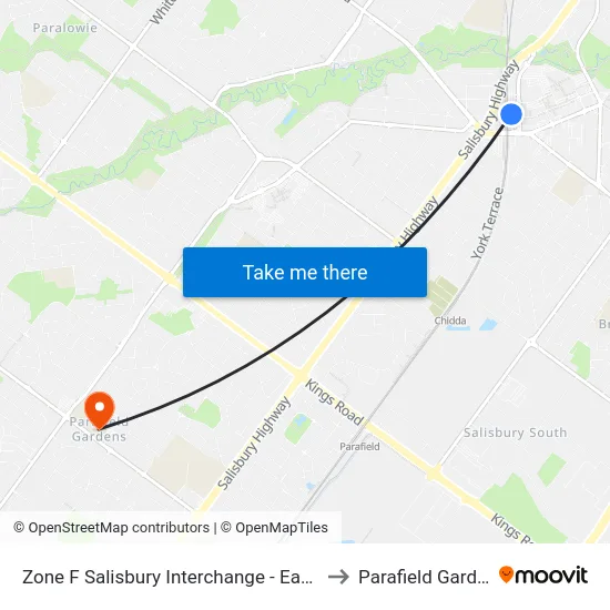 Zone F Salisbury Interchange - East Side to Parafield Gardens map
