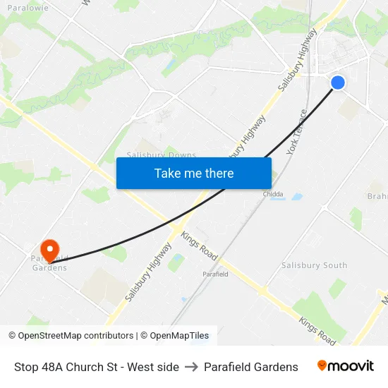 Stop 48A Church St - West side to Parafield Gardens map