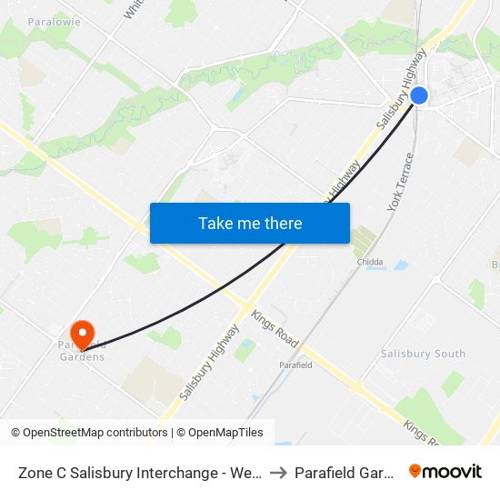 Zone C Salisbury Interchange - West Side to Parafield Gardens map