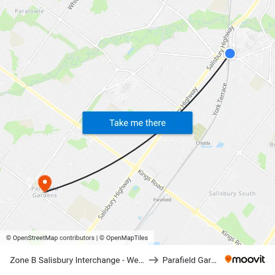 Zone B Salisbury Interchange - West Side to Parafield Gardens map