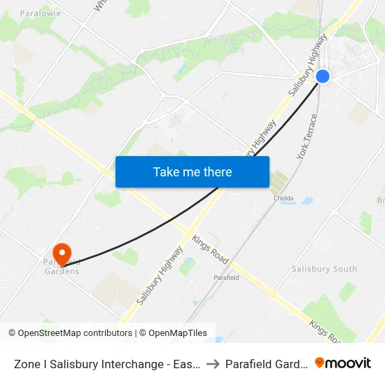 Zone I Salisbury Interchange - East Side to Parafield Gardens map